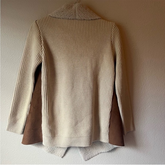 Anthropologie Moth Mixed Media Faux Suede Knit Cardigan Jacket Size XS - Picture 7 of 9